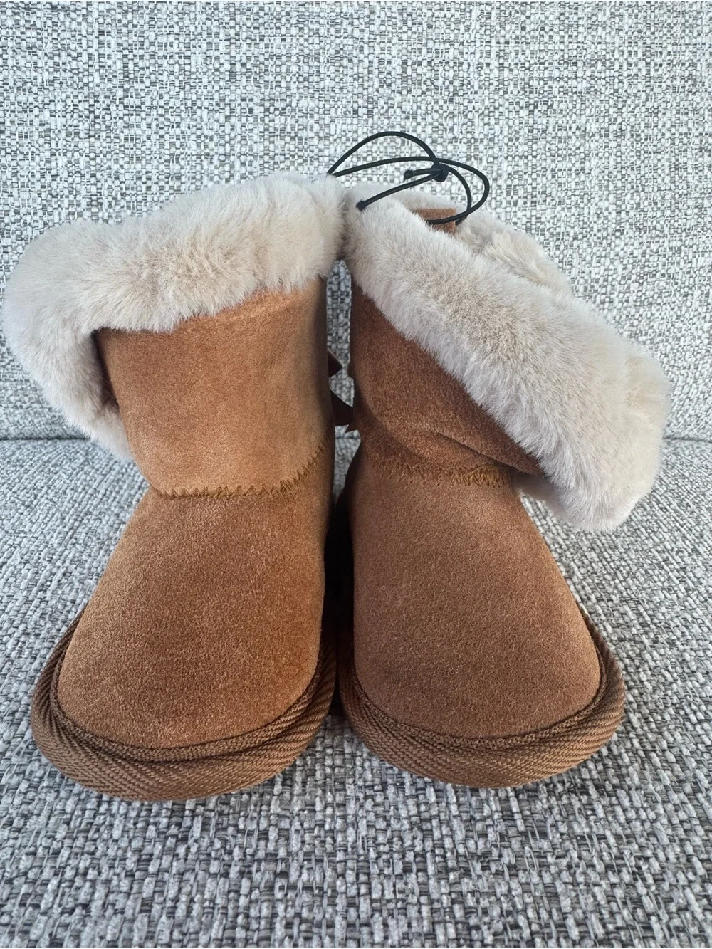 NIB BearPaw Infant Baby Girl Leather Faux Fur Boots 6-12m